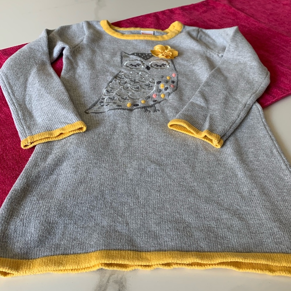 Gymboree gray with yellow trim sweater dress, size 6.  100% cotton.